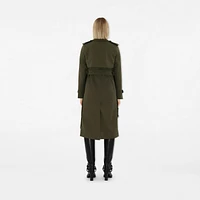 Long Cotton Blend Trench Coat in Military - Women | Burberry® Official