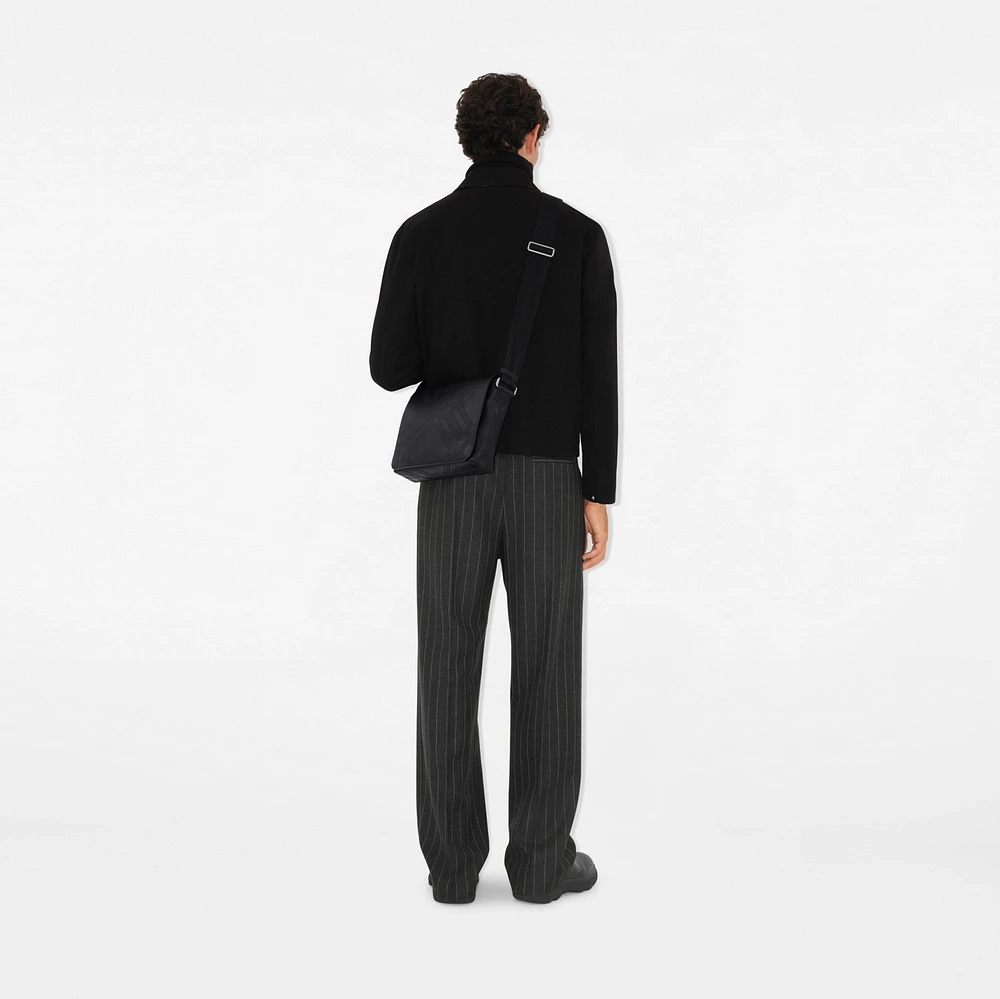Embossed Check Messenger Bag​ in Black - Men | Burberry® Official