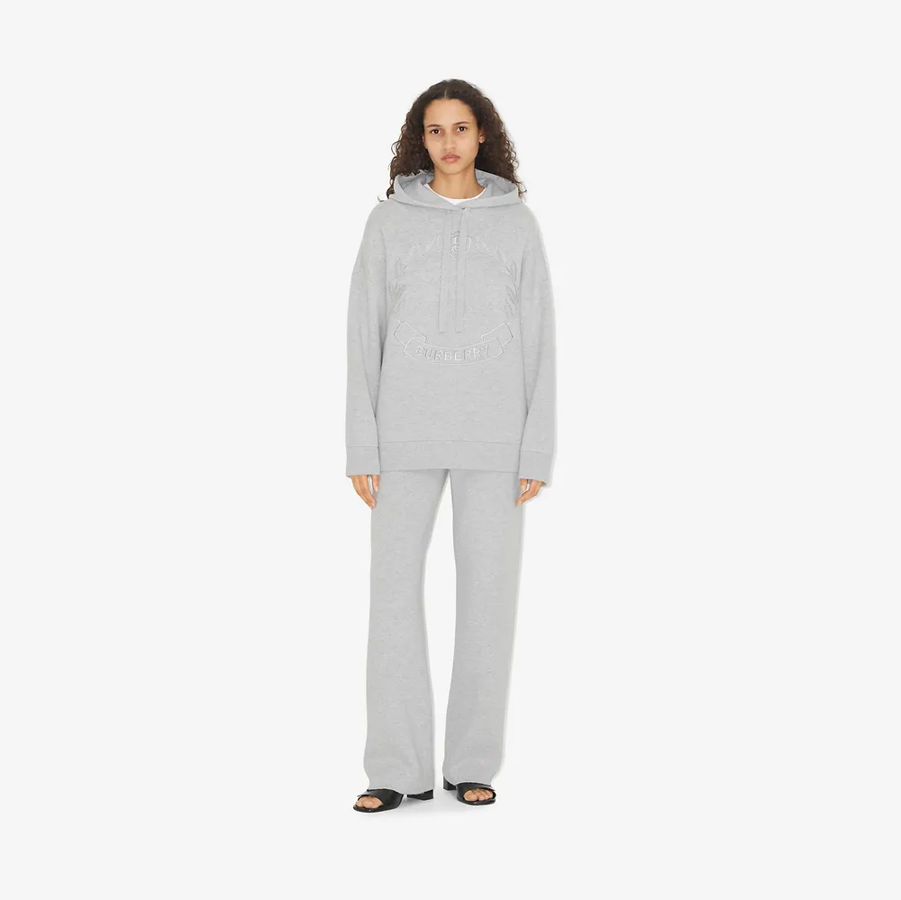 Monogram Motif Cashmere Blend Jogging Pants in Storm Grey Melange - Women