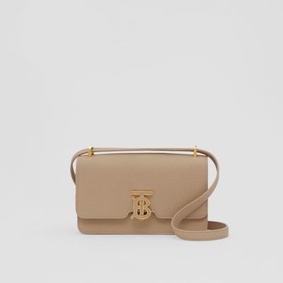 Grainy Leather Mini TB Bag in Oat Beige - Women | Burberry® Official