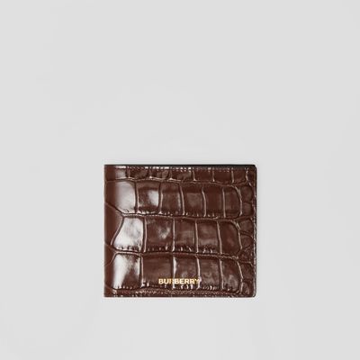 Embossed Leather Bifold Wallet in Deep Cocoa - Men | Burberry® Official