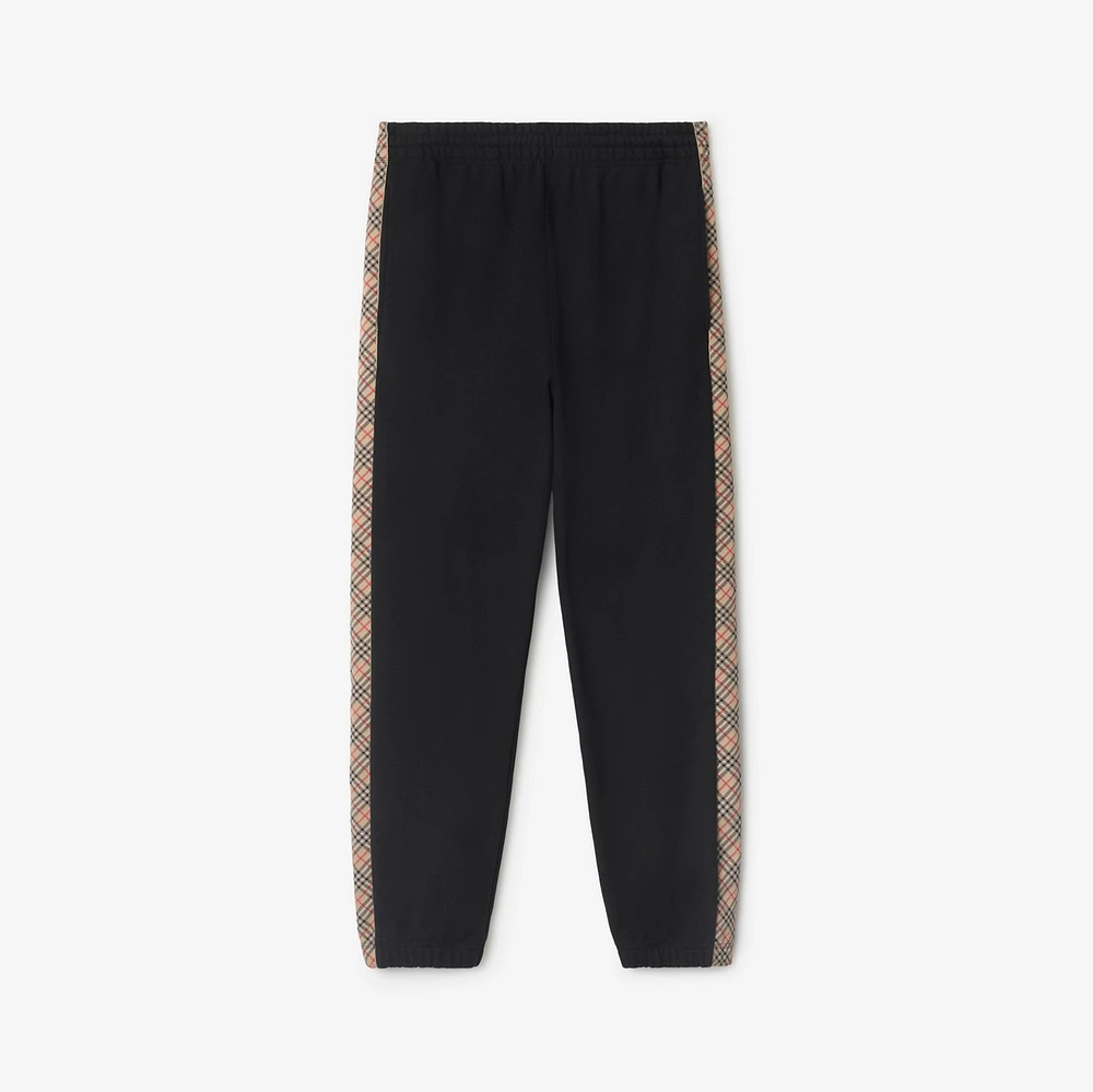 Check Trim Cotton Jogging Pants in Black - Men | Burberry® Official