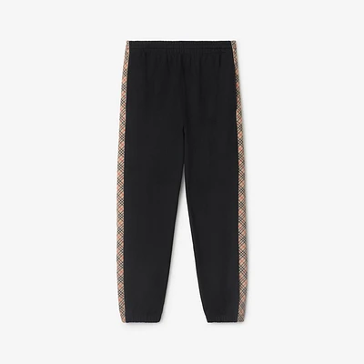 Check Trim Cotton Jogging Pants in Black - Men | Burberry® Official