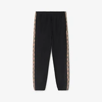 Check Trim Cotton Jogging Pants in Black - Men | Burberry® Official