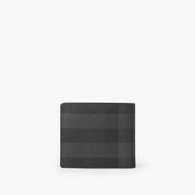 Check Leather Bifold Coin Wallet in Vine - Men | Burberry® Official