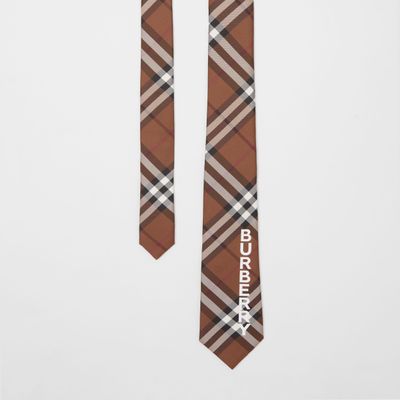 Classic Cut Logo Print Check Tie in Dark Birch Brown - Men | Burberry® Official