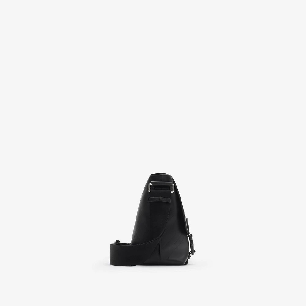 Embossed Check Buckled Messenger Bag​ in Black - Men, Leather | Burberry® Official