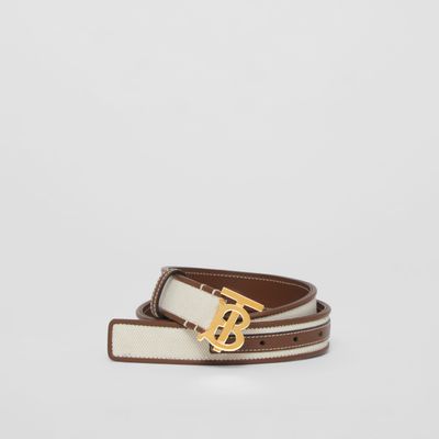 Monogram Motif Canvas and Leather Belt White/tan/gold - Women | Burberry® Official