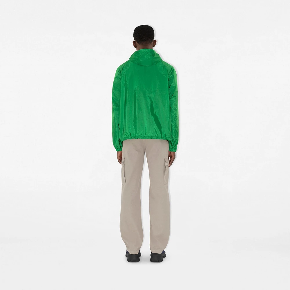 Check Trim Nylon Hooded Jacket in Caterpillar green - Men | Burberry® Official