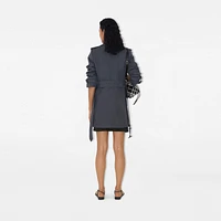 Short Cotton Blend Trench Coat in Magnet - Women, Tropical Gabardine | Burberry® Official