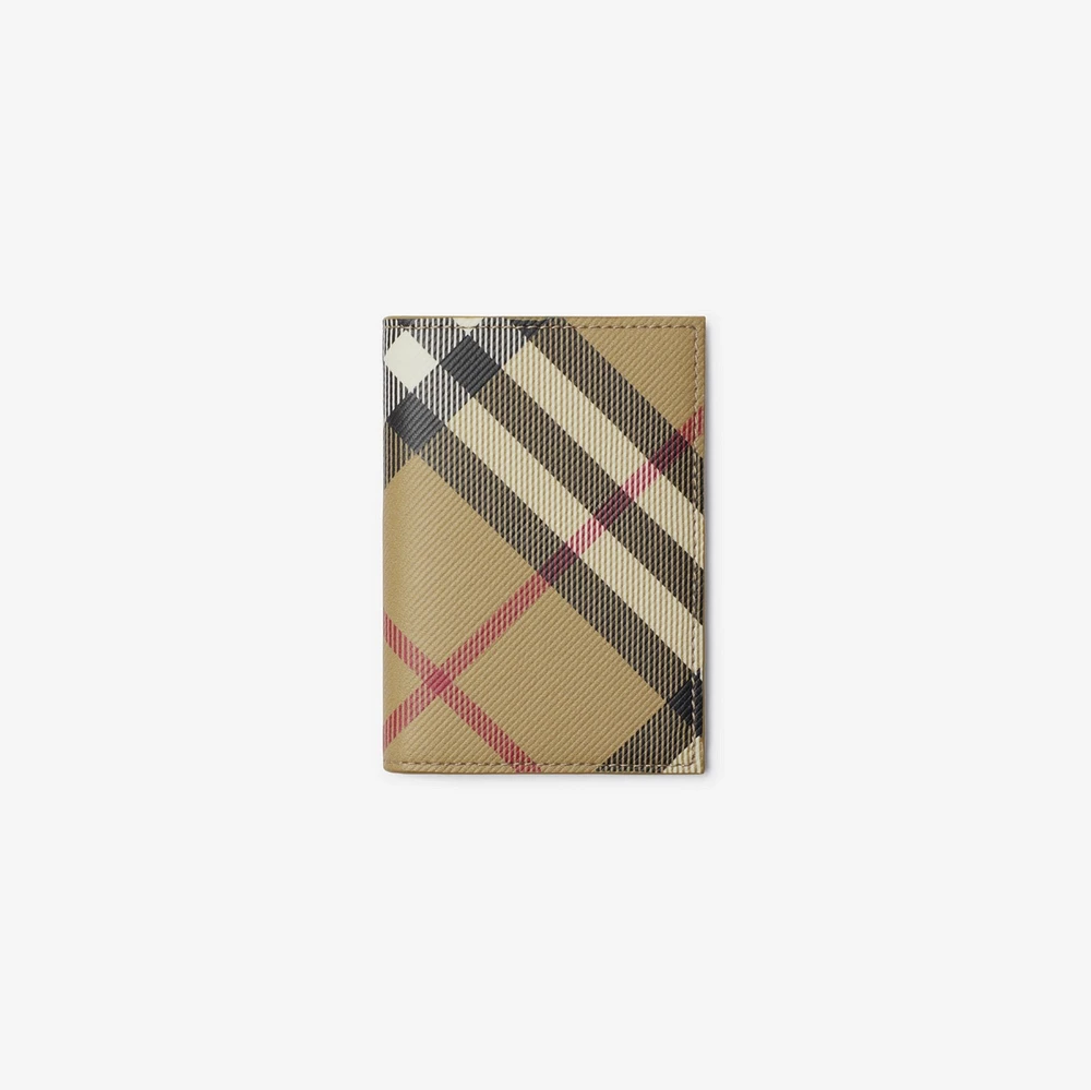 Check Folding Card Case in Sand - Men | Burberry® Official