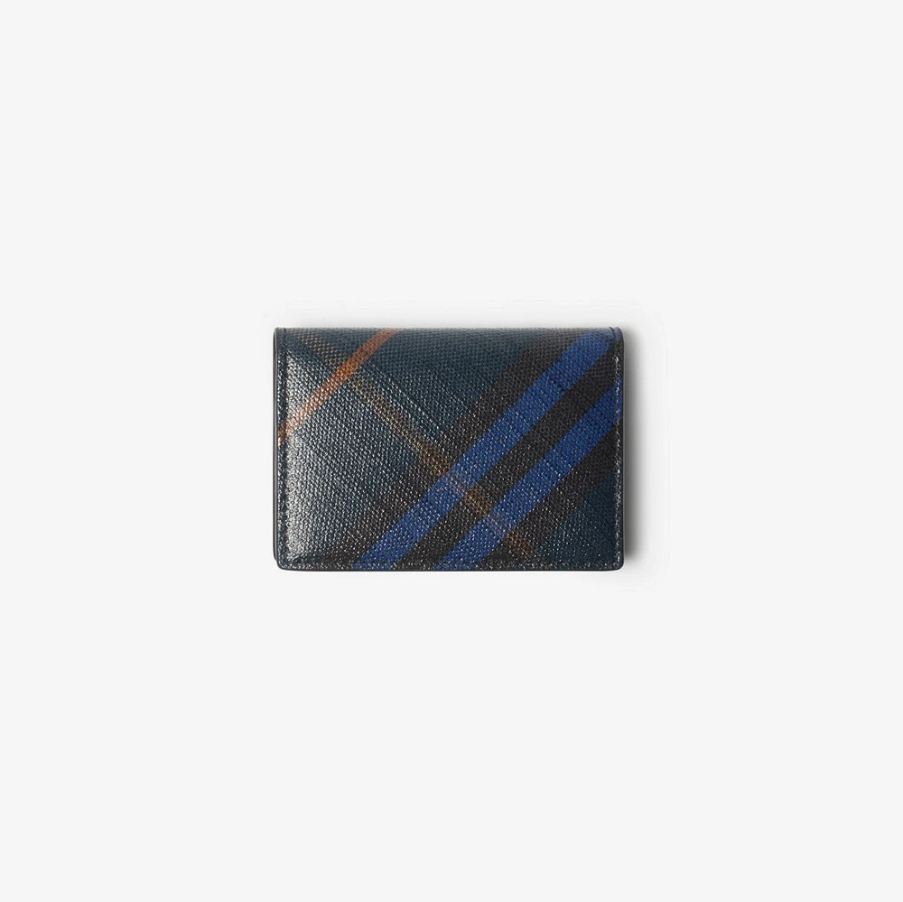 Check Folding Card Case in Midnight - Men, Cotton, Linen | Burberry® Official