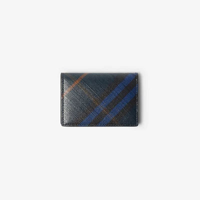 Check Folding Card Case in Midnight - Men, Cotton, Linen | Burberry® Official