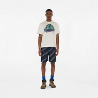 Check Silk Poplin Shorts in Ink blue - Men | Burberry® Official