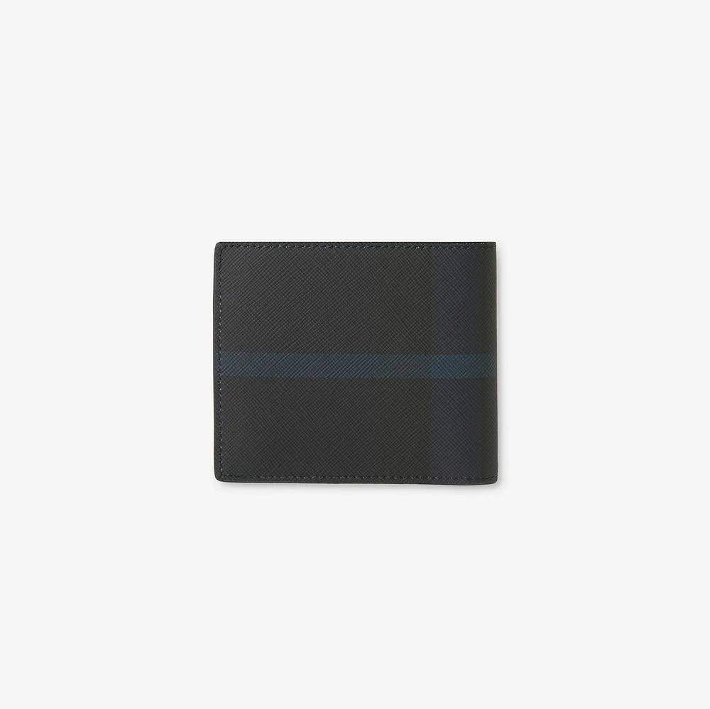 Check Bifold Coin Wallet in Navy - Men, Canvas | Burberry® Official