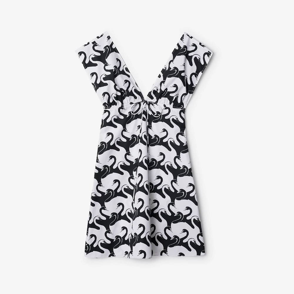 Swan Cotton Dress in Monochrome - Women, Silk | Burberry® Official