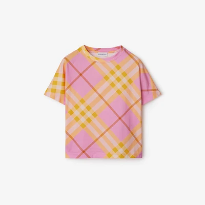 Check Cotton T-shirt in Carnation pink | Burberry® Official