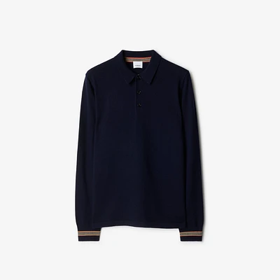 Wool Polo Shirt in Navy - Men | Burberry® Official