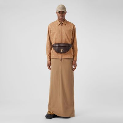 Monogram Motif Cotton Zip-front Shirt Camel/soft Fawn - Men | Burberry® Official
