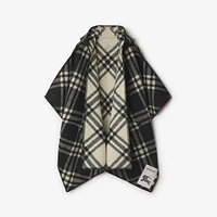 Reversible Check Wool Cape in Black/ecru | Burberry® Official
