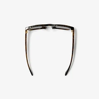 Embossed Check Square Sunglasses in Tortoiseshell - Men | Burberry® Official