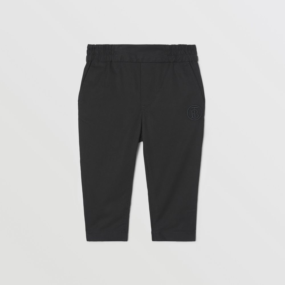 Monogram Motif Cotton Trousers Black - Children | Burberry® Official