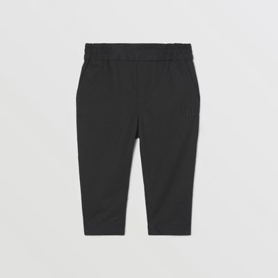 Monogram Motif Cotton Trousers Black - Children | Burberry® Official