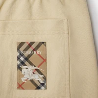 Check Label Cotton Shorts in Nutmeg - Men | Burberry® Official