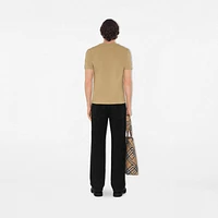 Check Trim Cotton T-shirt in Flax beige - Men | Burberry® Official