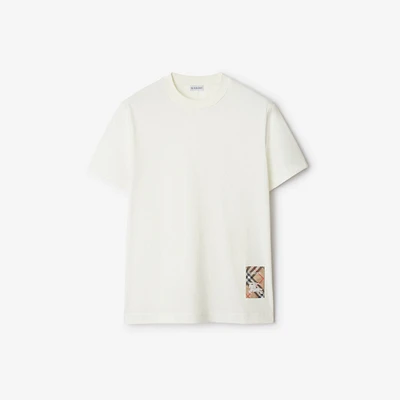 Check Label Cotton T-shirt in Chalk - Men | Burberry® Official