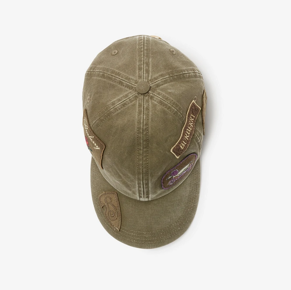 Badge Cotton Baseball Cap in Khaki - Men | Burberry® Official