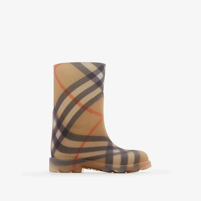 Check Rubber Marsh High Boots in Sand 15/3 Update Tab 1 - Children | Burberry® Official