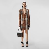 Check Wool Cotton Jacquard Mini Skirt Dark Birch Brown - Women | Burberry® Official