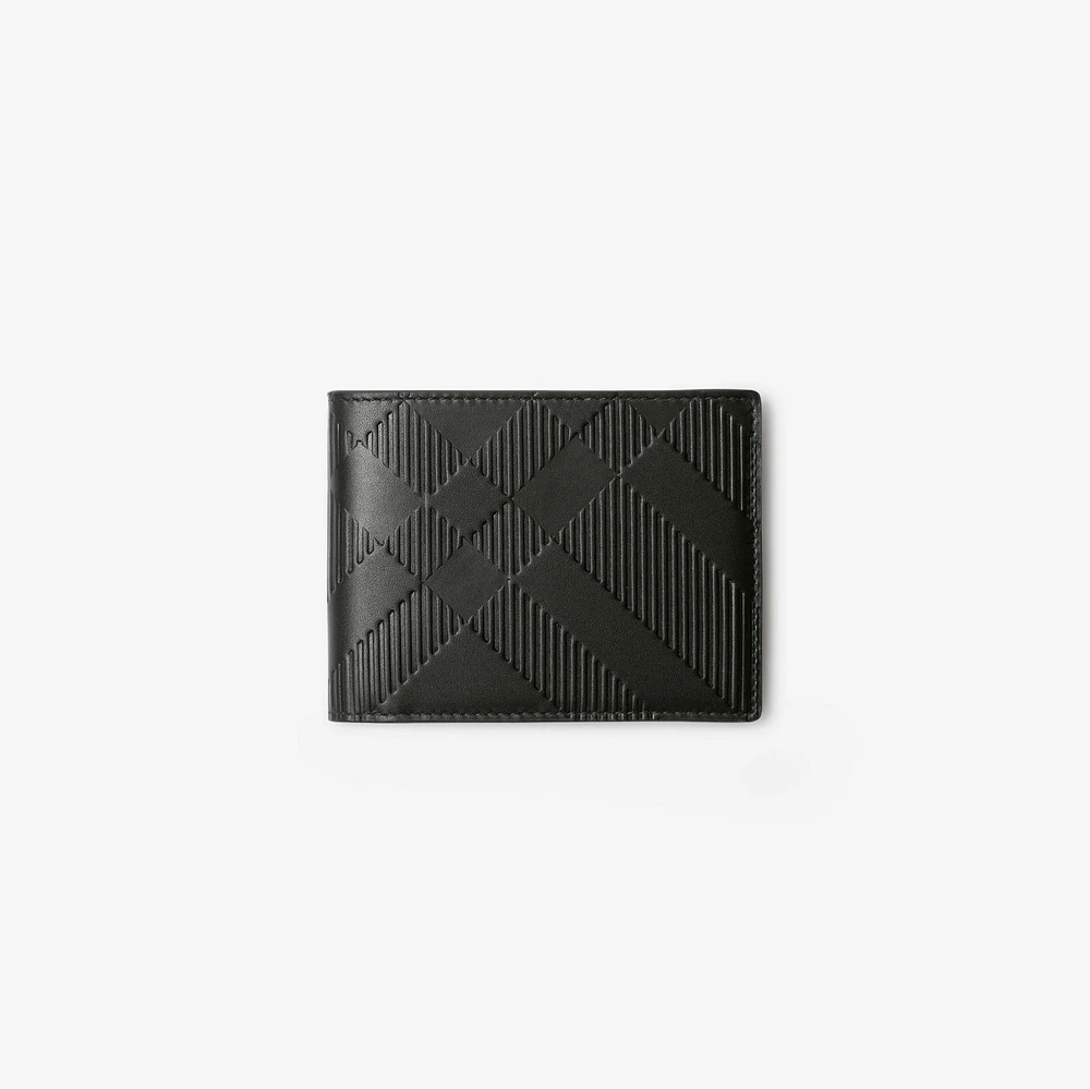 Embossed Check Slim Bifold Wallet in Black - Men, Leather | Burberry® Official