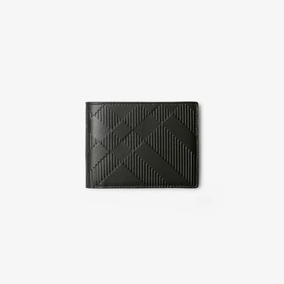 Embossed Check Slim Bifold Wallet in Black - Men, Leather | Burberry® Official