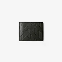 Embossed Check Slim Bifold Wallet in Black - Men, Leather | Burberry® Official