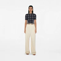 Thin Reversible Leather Oval Knight Stamp Belt​ in Black/hazel - Women | Burberry® Official