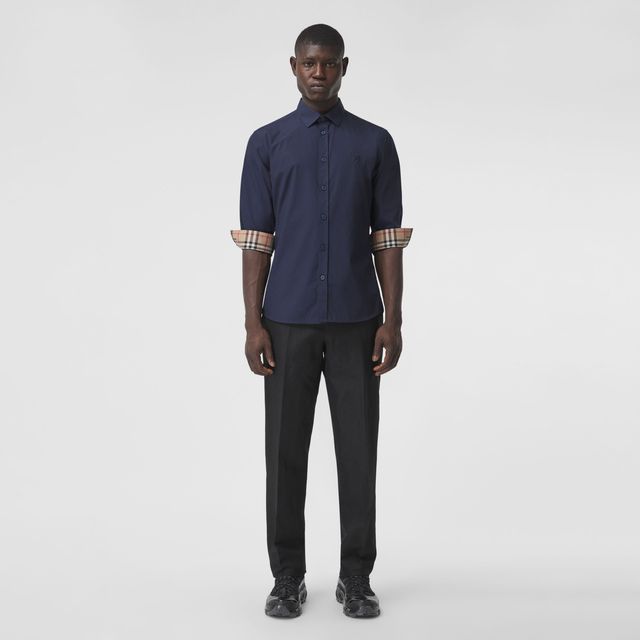 Burberry Men's Black Detachable Quilted Panel Formal Shirt