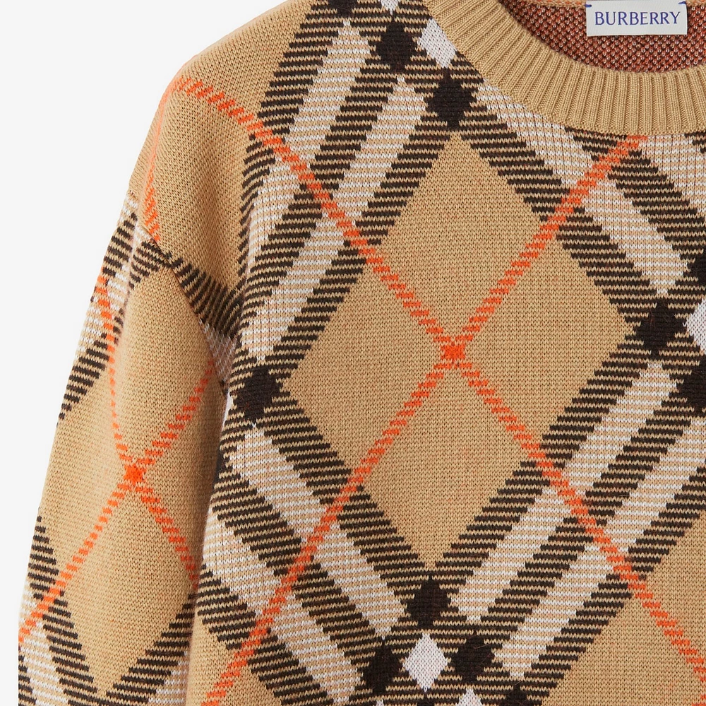 Check Wool Blend Sweater in Sand - Men, Mohair, Nylon | Burberry® Official