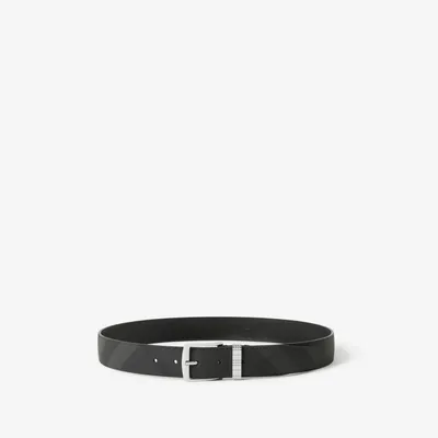 Check Belt in Charcoal/silver - Men | Burberry® Official