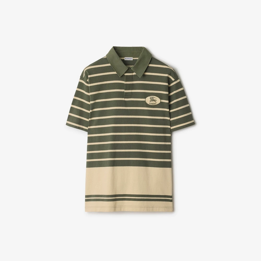 Striped Cotton Polo Shirt in Yew - Men | Burberry® Official