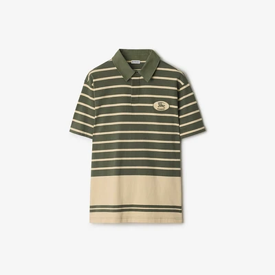 Striped Cotton Polo Shirt in Yew - Men | Burberry® Official