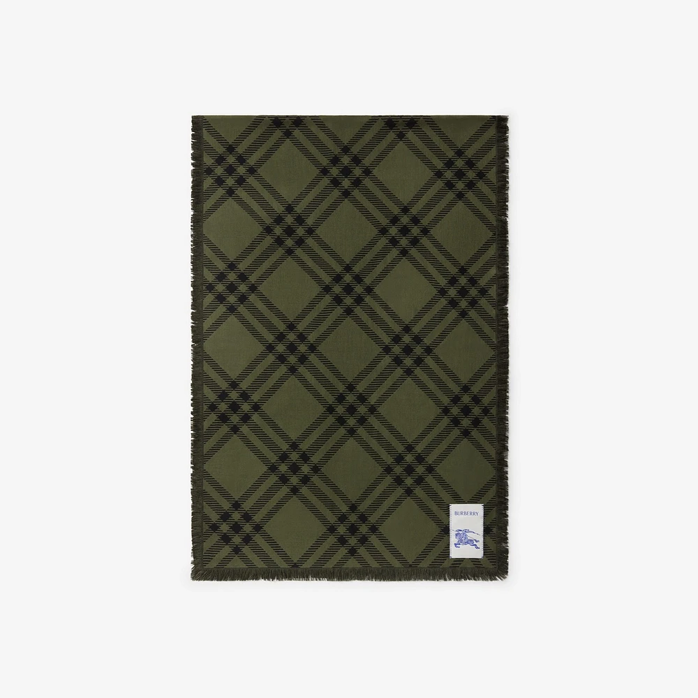 Wide Check Wool Silk Scarf in Shrub/black | Burberry® Official