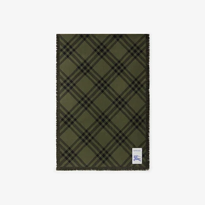Wide Check Wool Silk Scarf in Shrub/black | Burberry® Official