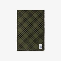 Wide Check Wool Silk Scarf in Shrub/black | Burberry® Official