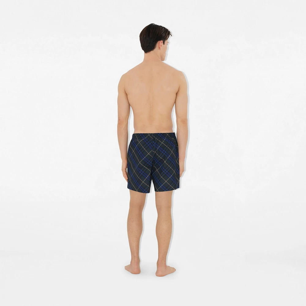 Check Swim Shorts in Midnight - Men, Nylon | Burberry® Official