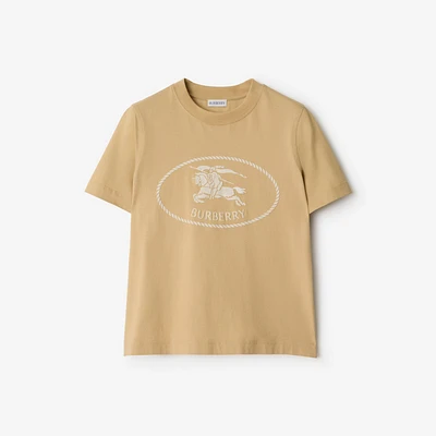 Knight Stamp Cotton T-shirt in Flax - Women | Burberry® Official