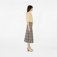 Check Wool Midi Kilt in Crater/dark charcoal - Women | Burberry® Official