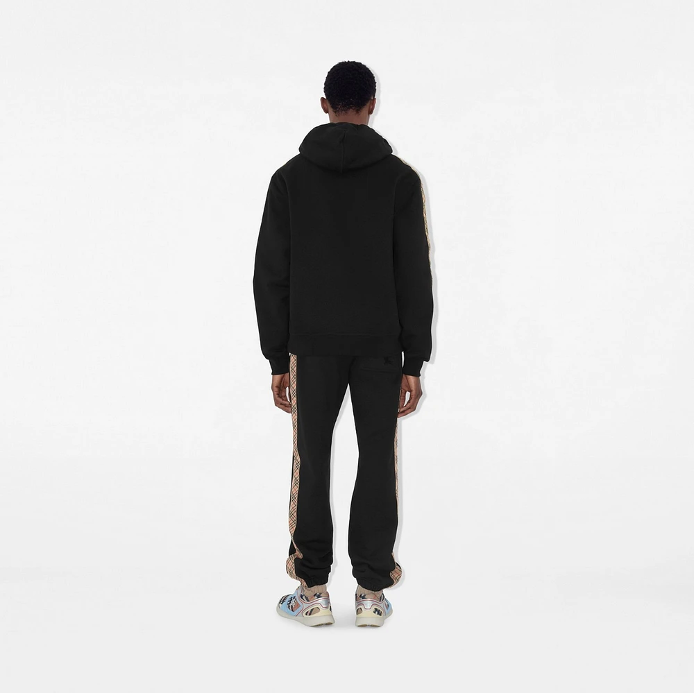 Check Trim Cotton Jogging Pants in Black - Men | Burberry® Official