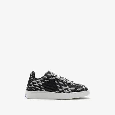 Check Knit Box Sneakers in Black - Men | Burberry® Official